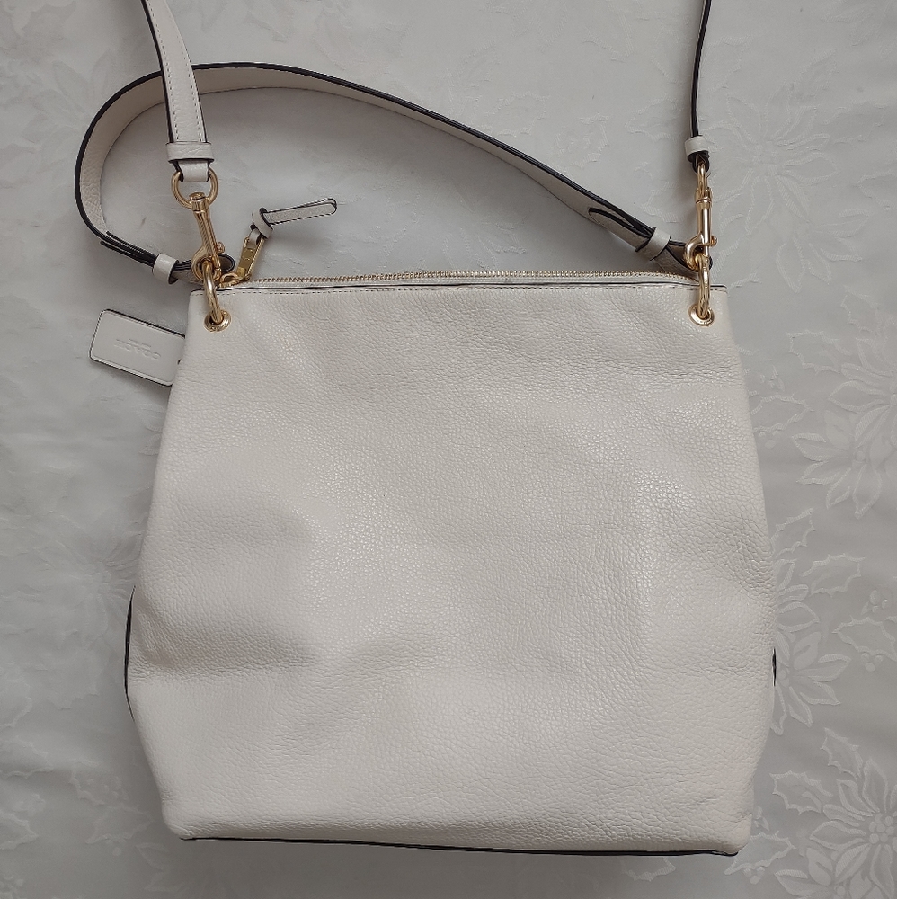 Coach chalk gold Remi refined pebble leather hobo crossbody bag - Picture 11 of 15
